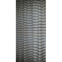 Kamerhoge overgordijnen. Gebroken wit/blauw.2x2.10 m