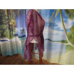 paars roze halfdoorzichtige tuniek open zijkant one size