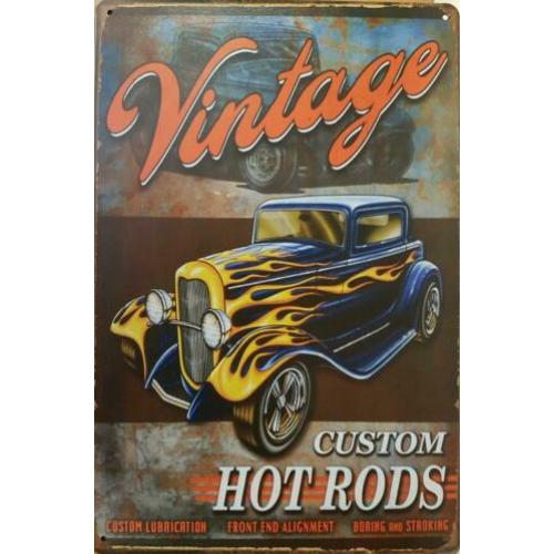 Vintage custom hot rods reclamebord wandbord van metaal