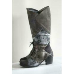 Nieuw! Alce - Grijs metallic lederen veterlaarzen - Mt 37