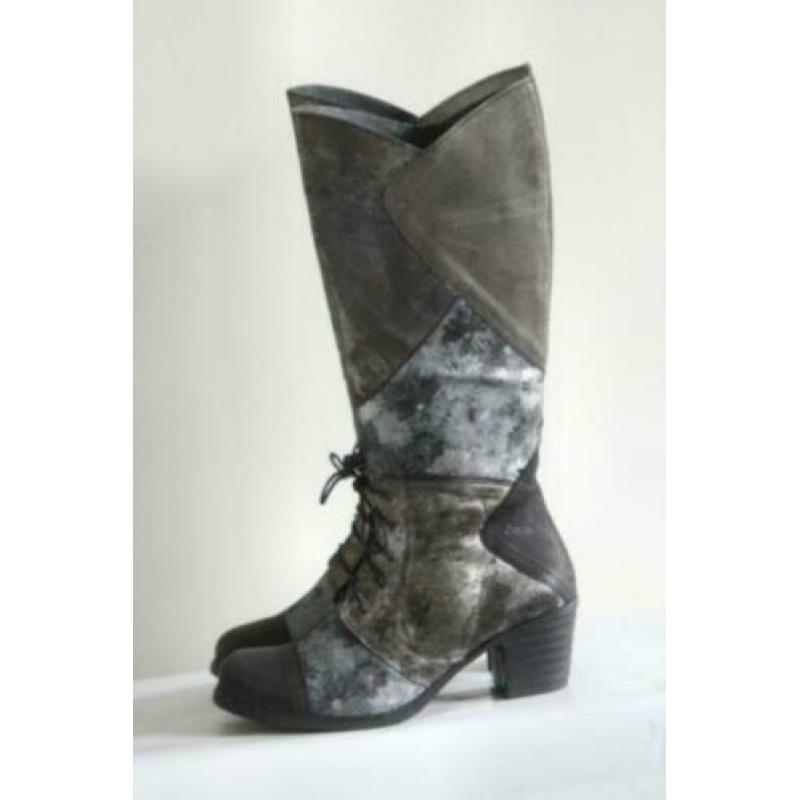 Nieuw! Alce - Grijs metallic lederen veterlaarzen - Mt 37
