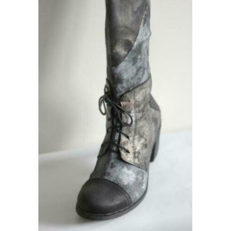 Nieuw! Alce - Grijs metallic lederen veterlaarzen - Mt 37