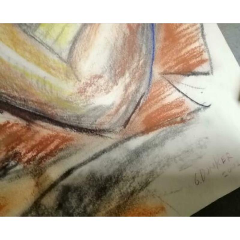 Prachtige krijt tekening Gijs Donker after nature naakt 2002