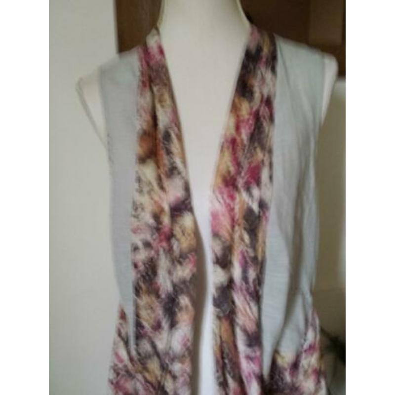 LEUK mouwloos vest/tuniek grijs met bloemprint mt. M