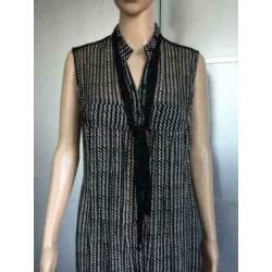 D306 EXPRESSO MAAT 42=L zwart/wit jurk jurkje tuniek vest
