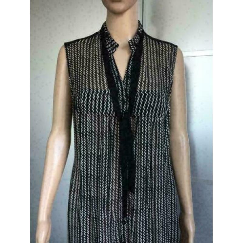 D306 EXPRESSO MAAT 42=L zwart/wit jurk jurkje tuniek vest