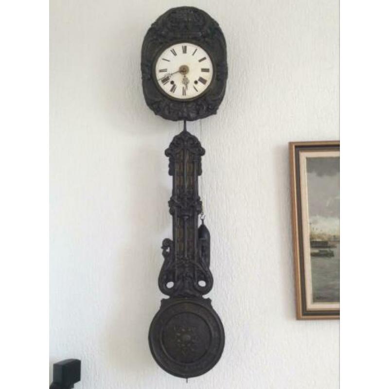 Antieke Franse bloemslinger (Comtoise) hangklok