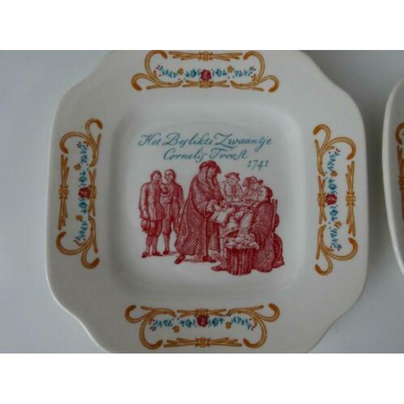 Vijf vintage Gebakbordjes van Boch la Louviere.