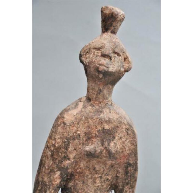 Oude dubbele hard houten dansstaf van de IBO, Nigeria ca1950