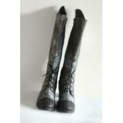 Nieuw! Alce - Grijs metallic lederen veterlaarzen - Mt 37