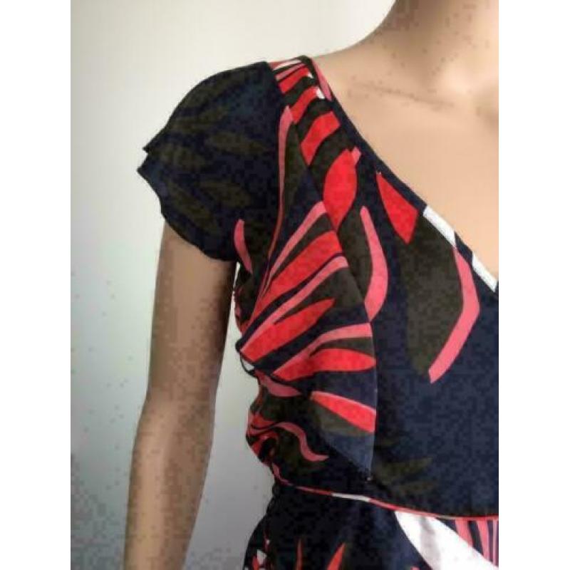 B879 DEPT: Blauw/rood/wit jurkje jurk Maat XS=34