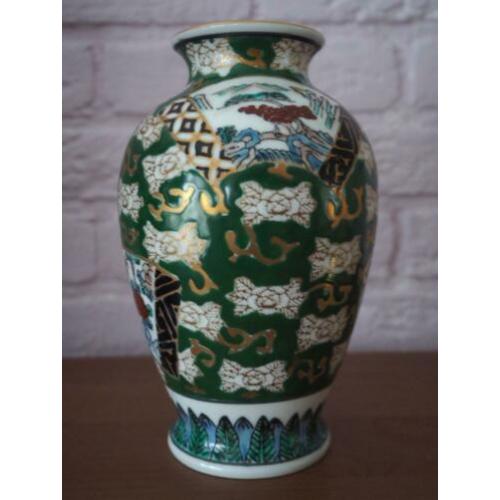 mooie vaas china oud porselein porcelain groen vogels