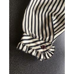 Vintage blouse zwart wit gestreept met details maat 40