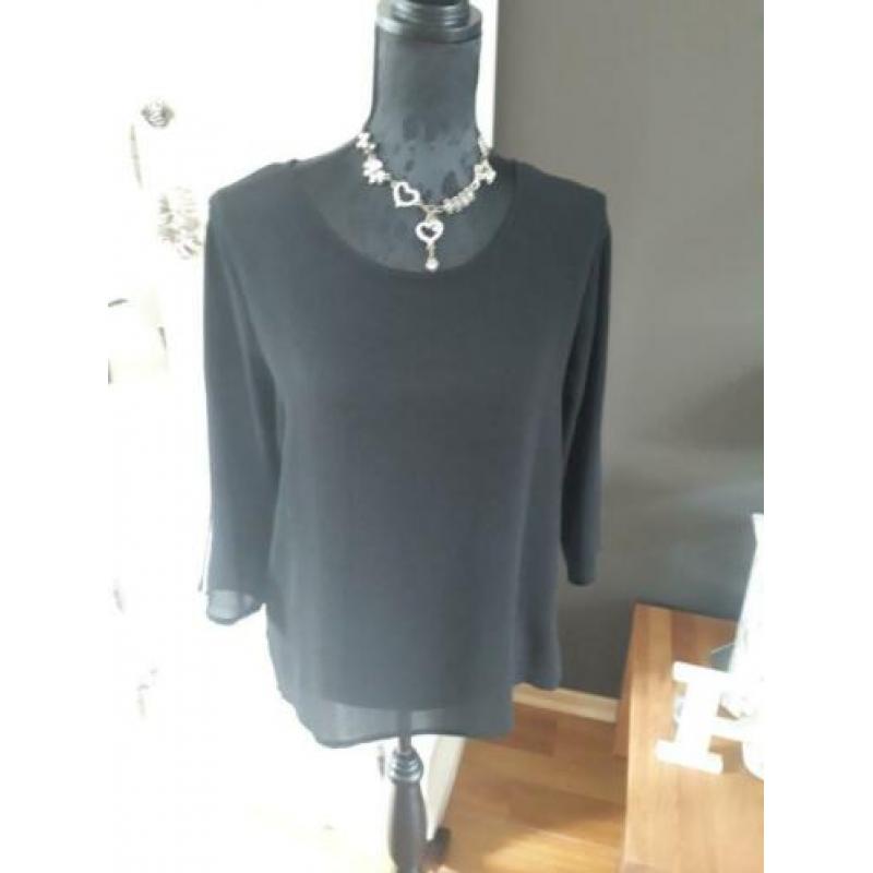 Nieuw mooie zwarte voile blouse met biesje maat 40 M ONLY