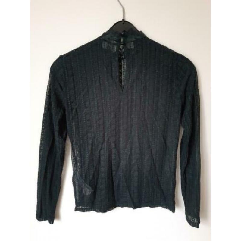 Kanten groene top lange mouwen, maat XS