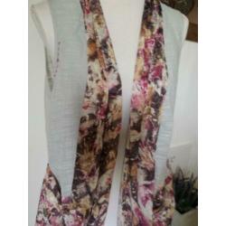 LEUK mouwloos vest/tuniek grijs met bloemprint mt. M