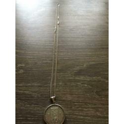 Zilveren gulden hanger met ketting
