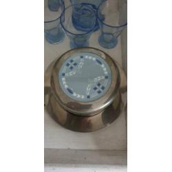 2x Art Deco blik met Villeroy en Boch porseleinen deksel de