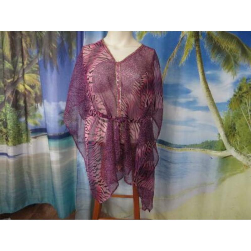 paars roze halfdoorzichtige tuniek open zijkant one size