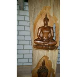 Super mooi en groot houten boedha beeld