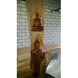 Super mooi en groot houten boedha beeld
