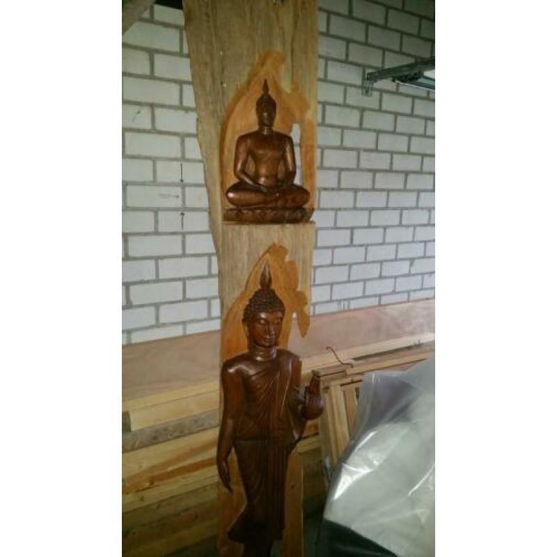 Super mooi en groot houten boedha beeld