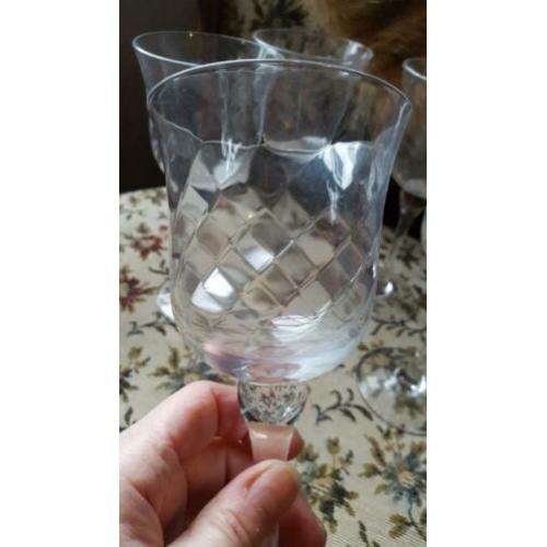 5 x vintage zeerrrr mooie grote wijnglazen kristal
