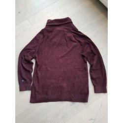 CAST IRON trui met grote kraag, kleur rood, maat L