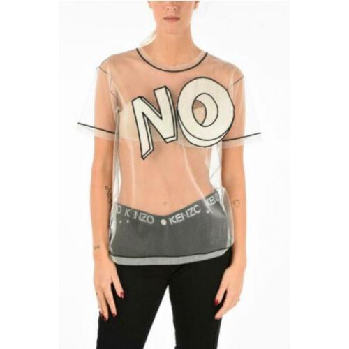 Viktor & Rolf Witte Tulle Top met “NO” Borduursel maat S