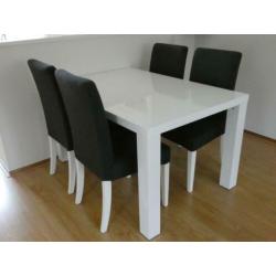 Eettafel wit hoogglans 4-personen vier personen tafel