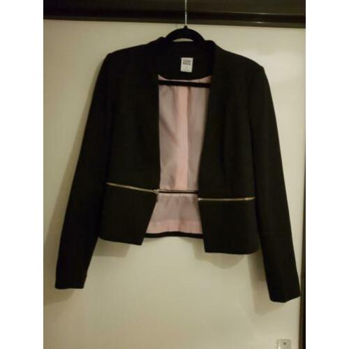 Dames kleding; jas - jasje - colbertje, maat 38, zwart/ goud