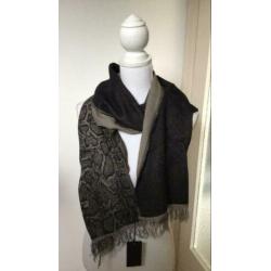 Nieuwe sjaal van Drykorn, zwart / taupe snake
