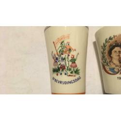 Regout, drie herinnerings bekers, koningshuis, vrede