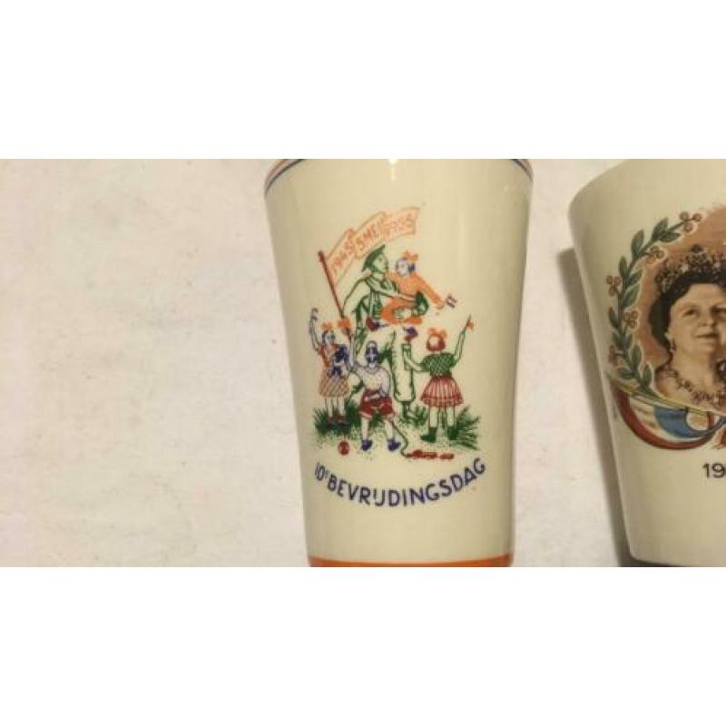 Regout, drie herinnerings bekers, koningshuis, vrede
