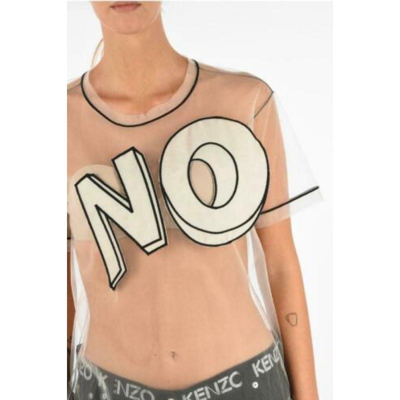 Viktor & Rolf Witte Tulle Top met “NO” Borduursel maat S