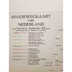 landkaart Nederlandse spoorwegen 1914, NS, treinkaart