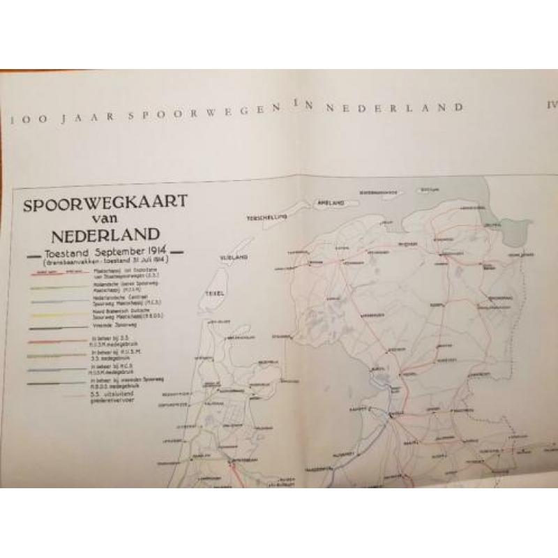 landkaart Nederlandse spoorwegen 1914, NS, treinkaart