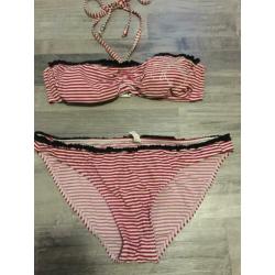 Rood-wit gestreepte bikini van Esprit in maat 40.