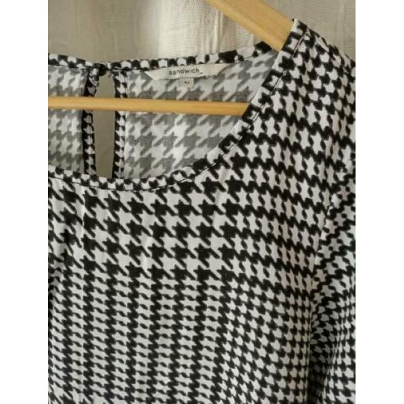 Sandwich - top zwart wit viscose Maat 42