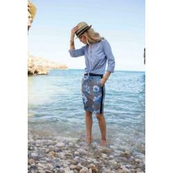 Tramontana blauw wit gestreepte blouse met borduursel maat S