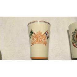 Regout, drie herinnerings bekers, koningshuis, vrede