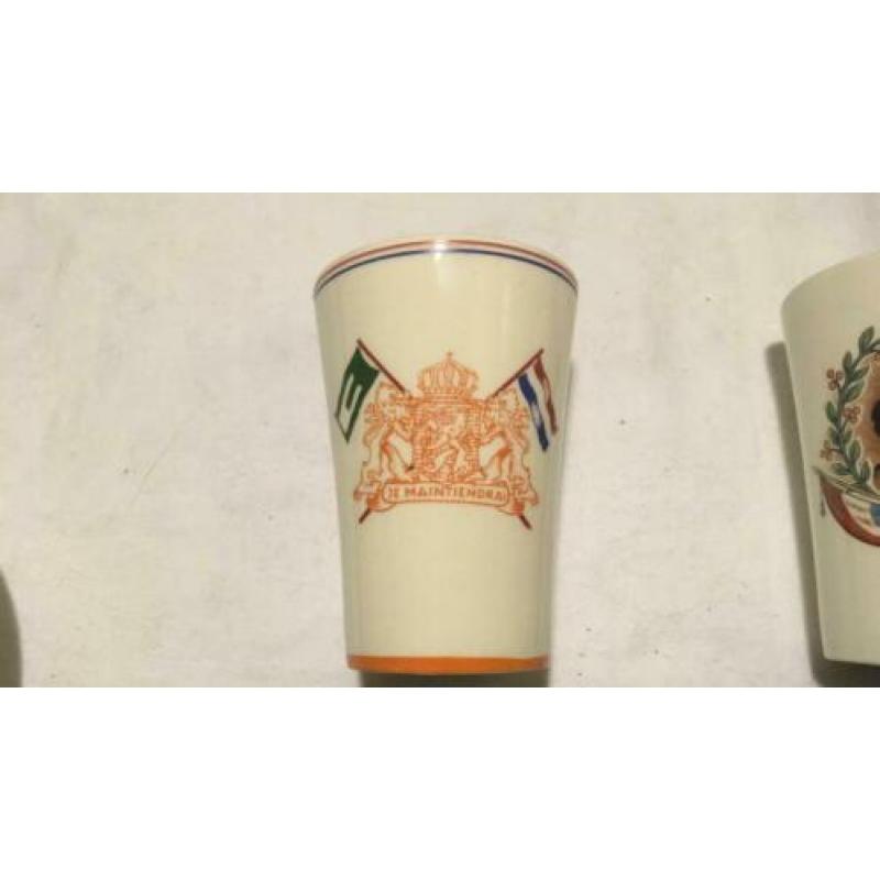Regout, drie herinnerings bekers, koningshuis, vrede