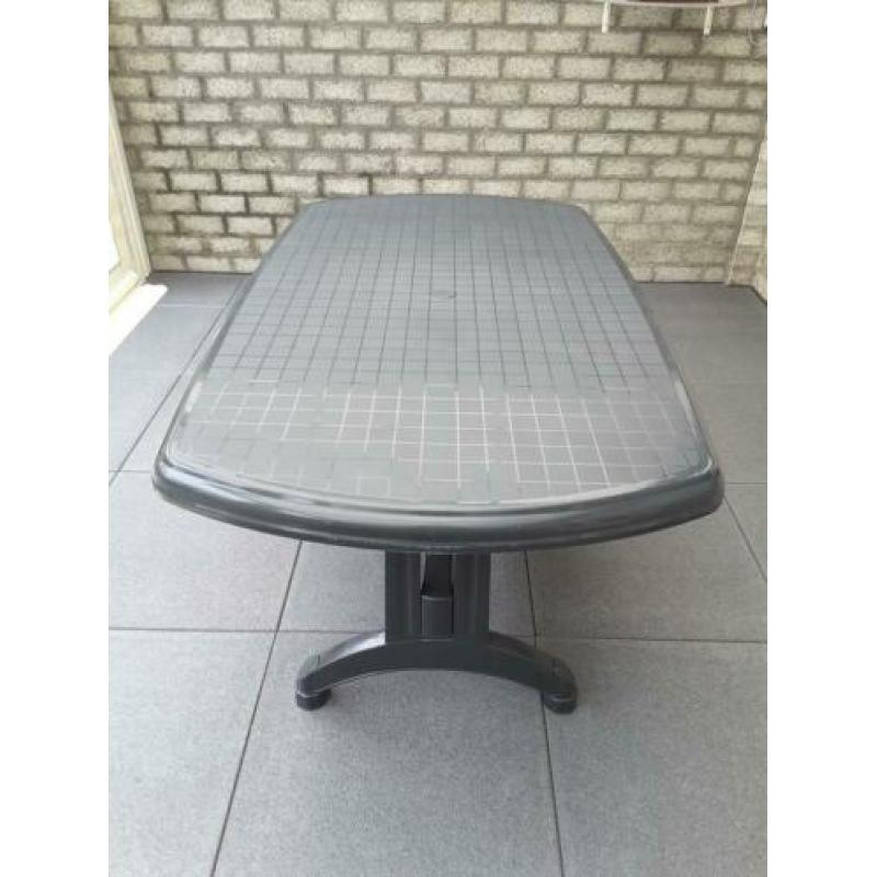 Kunststof Tuinset Tafel met 4 x stoelen kleur antraciet