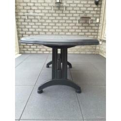 Kunststof Tuinset Tafel met 4 x stoelen kleur antraciet