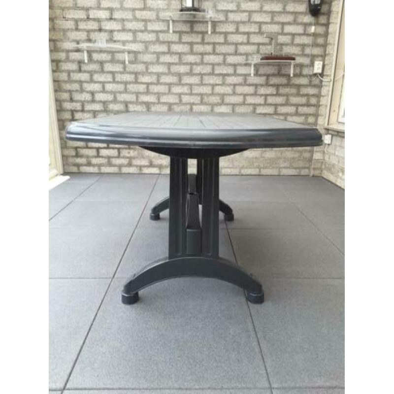 Kunststof Tuinset Tafel met 4 x stoelen kleur antraciet