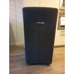 6 eetkamerstoelen donker grijs op wieltjes