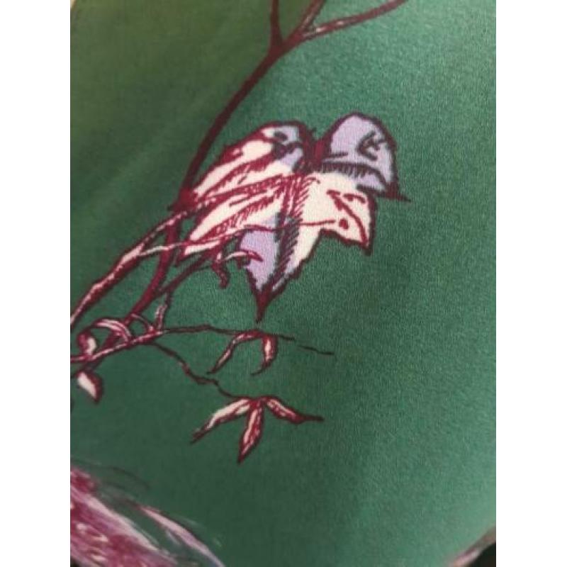 Boho hippie goa vila blouse groen pauwen bloemen print L