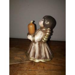 Bozner Thun engel grijzige jurk met kaars, 12 cm