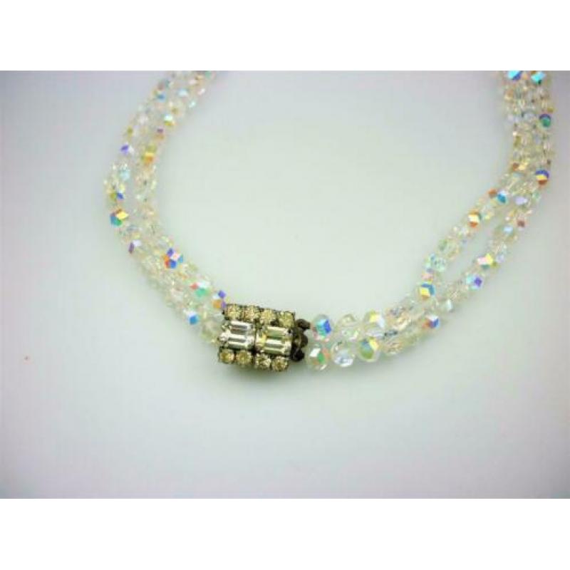 Opruiming Kristal collier 2 rij uit ca1950 / Z2968a