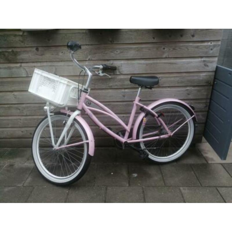 Cortina meisjes fiets roze beachcruiser 24 inch